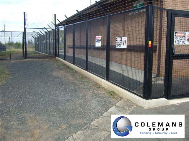 Barbed Wire Over Weld Mesh Fencing and Gate